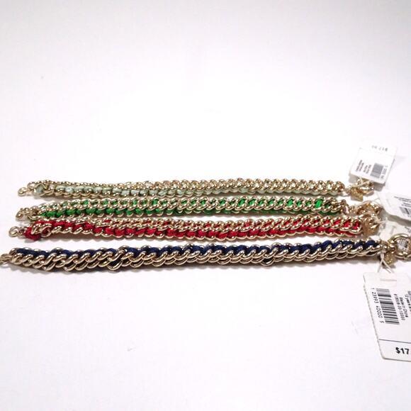 GAP Women's Box Link Braided Multi Color Rainbow Bracelet Set of 4 NWT 75 - Picture 6 of 9